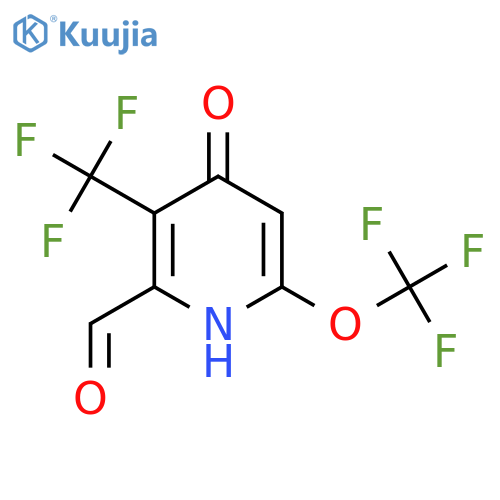 4-Hydroxy-6-(trifluoromethoxy)-3-(trifluoromethyl)pyridine-2-carboxaldehyde structure