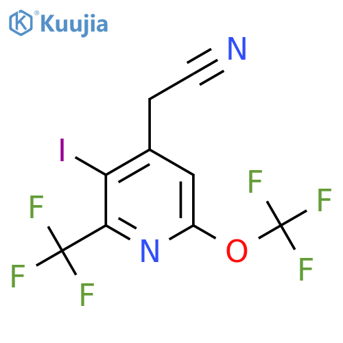 3-Iodo-6-(trifluoromethoxy)-2-(trifluoromethyl)pyridine-4-acetonitrile structure