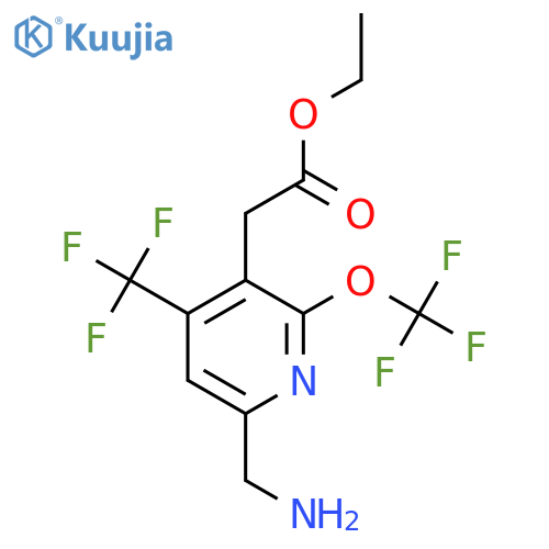 Ethyl 6-(aminomethyl)-2-(trifluoromethoxy)-4-(trifluoromethyl)pyridine-3-acetate structure