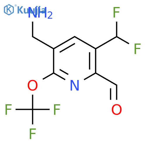 3-(Aminomethyl)-5-(difluoromethyl)-2-(trifluoromethoxy)pyridine-6-carboxaldehyde structure