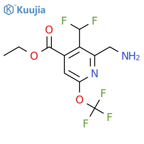 Ethyl 2-(aminomethyl)-3-(difluoromethyl)-6-(trifluoromethoxy)pyridine-4-carboxylate structure