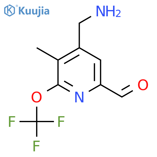4-(Aminomethyl)-3-methyl-2-(trifluoromethoxy)pyridine-6-carboxaldehyde structure