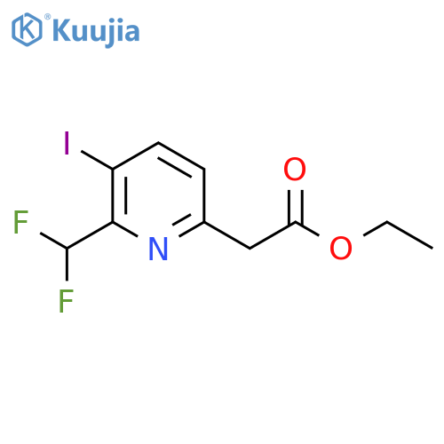 Ethyl 2-(difluoromethyl)-3-iodopyridine-6-acetate structure