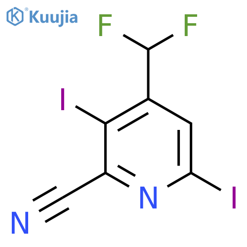 2-Cyano-4-(difluoromethyl)-3,6-diiodopyridine structure