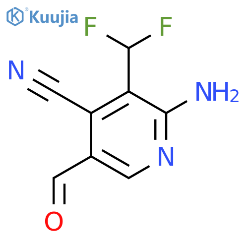 2-Amino-4-cyano-3-(difluoromethyl)pyridine-5-carboxaldehyde structure