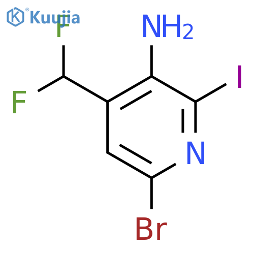 3-Amino-6-bromo-4-(difluoromethyl)-2-iodopyridine structure