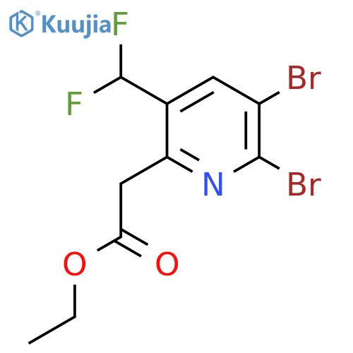 Ethyl 2,3-dibromo-5-(difluoromethyl)pyridine-6-acetate structure