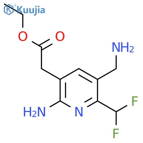 Ethyl 2-amino-5-(aminomethyl)-6-(difluoromethyl)pyridine-3-acetate structure