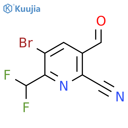 3-Bromo-6-cyano-2-(difluoromethyl)pyridine-5-carboxaldehyde structure