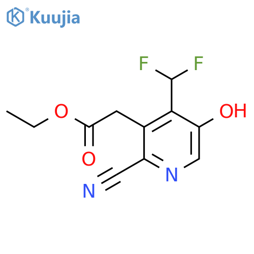 Ethyl 2-cyano-4-(difluoromethyl)-5-hydroxypyridine-3-acetate structure