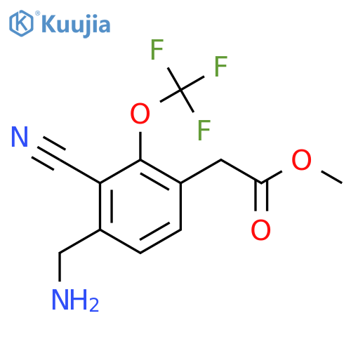 Methyl 4-aminomethyl-3-cyano-2-(trifluoromethoxy)phenylacetate structure
