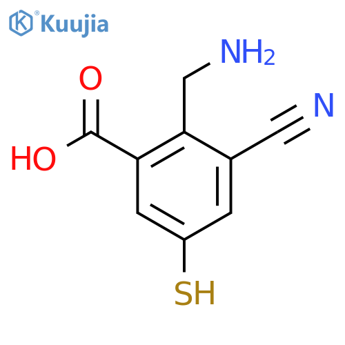 2-Aminomethyl-3-cyano-5-mercaptobenzoic acid structure
