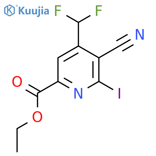 Ethyl 3-cyano-4-(difluoromethyl)-2-iodopyridine-6-carboxylate structure
