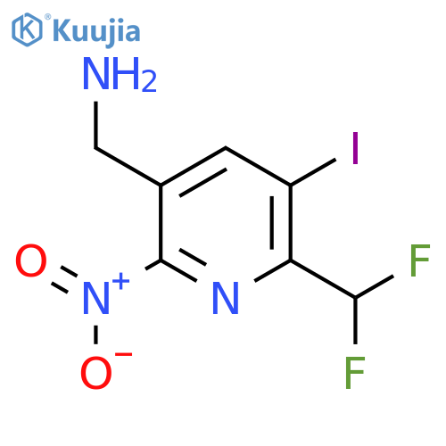 5-(Aminomethyl)-2-(difluoromethyl)-3-iodo-6-nitropyridine structure