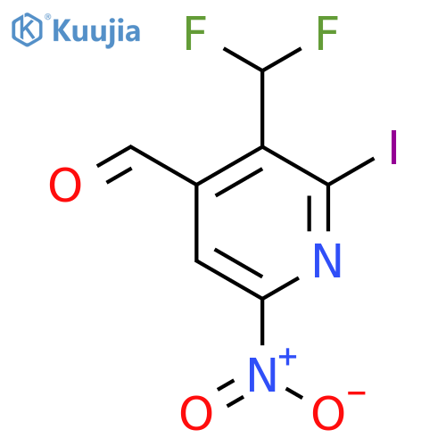 3-(Difluoromethyl)-2-iodo-6-nitropyridine-4-carboxaldehyde structure