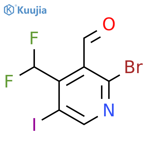 2-Bromo-4-(difluoromethyl)-5-iodopyridine-3-carboxaldehyde structure