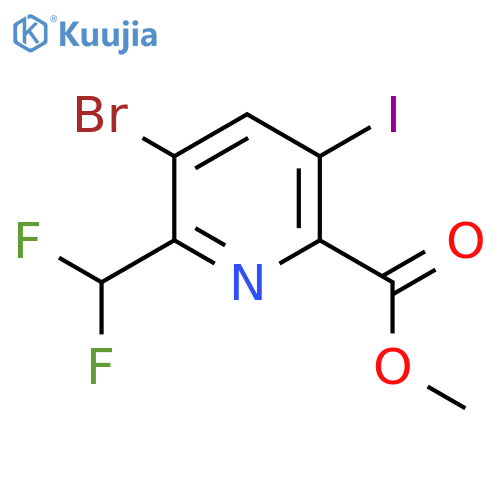 Methyl 3-bromo-2-(difluoromethyl)-5-iodopyridine-6-carboxylate structure