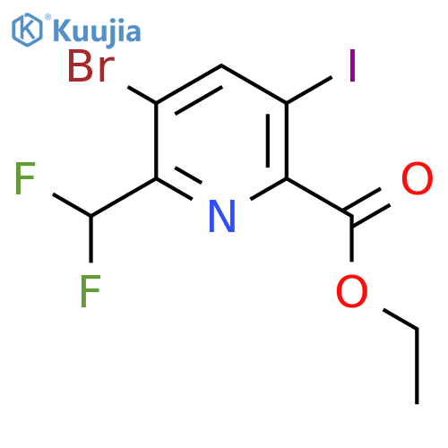Ethyl 3-bromo-2-(difluoromethyl)-5-iodopyridine-6-carboxylate structure