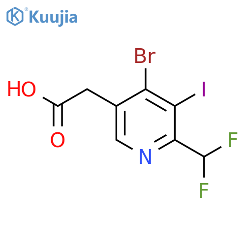 4-Bromo-2-(difluoromethyl)-3-iodopyridine-5-acetic acid structure