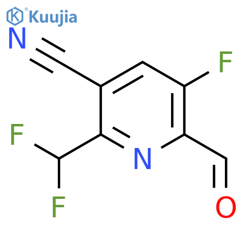 3-Cyano-2-(difluoromethyl)-5-fluoropyridine-6-carboxaldehyde structure