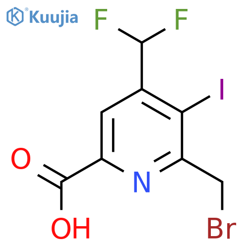 2-(Bromomethyl)-4-(difluoromethyl)-3-iodopyridine-6-carboxylic acid structure
