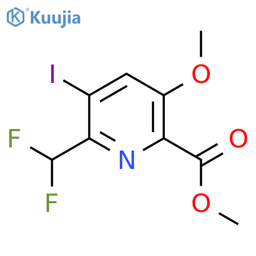 Methyl 2-(difluoromethyl)-3-iodo-5-methoxypyridine-6-carboxylate structure