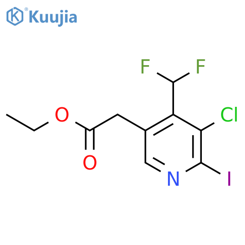 Ethyl 3-chloro-4-(difluoromethyl)-2-iodopyridine-5-acetate structure