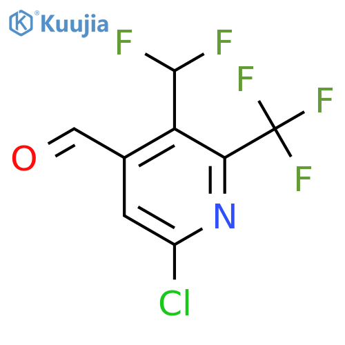 6-Chloro-3-(difluoromethyl)-2-(trifluoromethyl)pyridine-4-carboxaldehyde structure