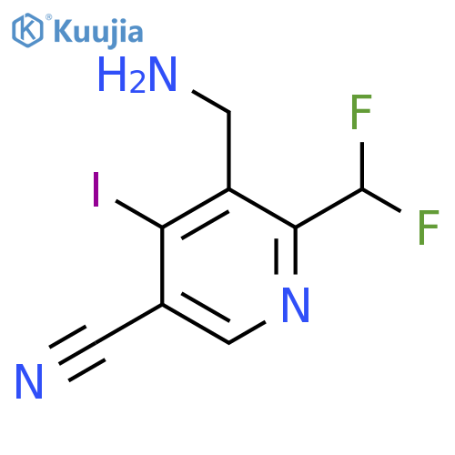 3-(Aminomethyl)-5-cyano-2-(difluoromethyl)-4-iodopyridine structure