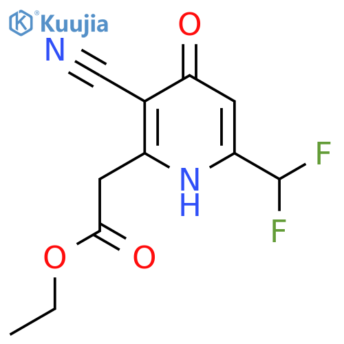 Ethyl 3-cyano-6-(difluoromethyl)-4-hydroxypyridine-2-acetate structure
