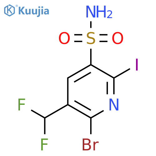 2-Bromo-3-(difluoromethyl)-6-iodopyridine-5-sulfonamide structure