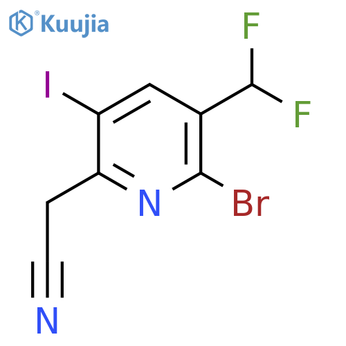 2-Bromo-3-(difluoromethyl)-5-iodopyridine-6-acetonitrile structure