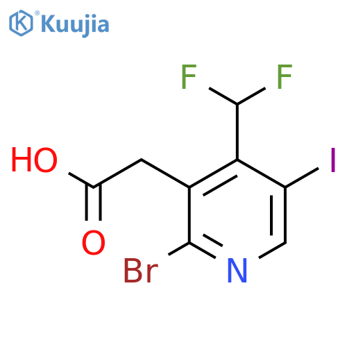 2-Bromo-4-(difluoromethyl)-5-iodopyridine-3-acetic acid structure