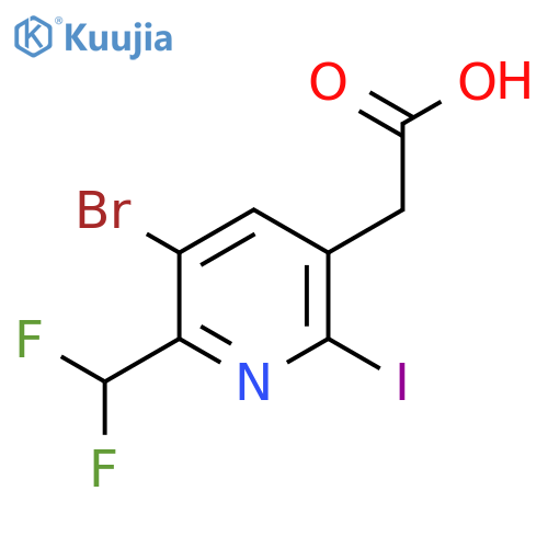 3-Bromo-2-(difluoromethyl)-6-iodopyridine-5-acetic acid structure