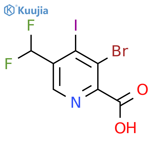 3-Bromo-5-(difluoromethyl)-4-iodopyridine-2-carboxylic acid structure