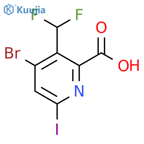 4-Bromo-3-(difluoromethyl)-6-iodopyridine-2-carboxylic acid structure