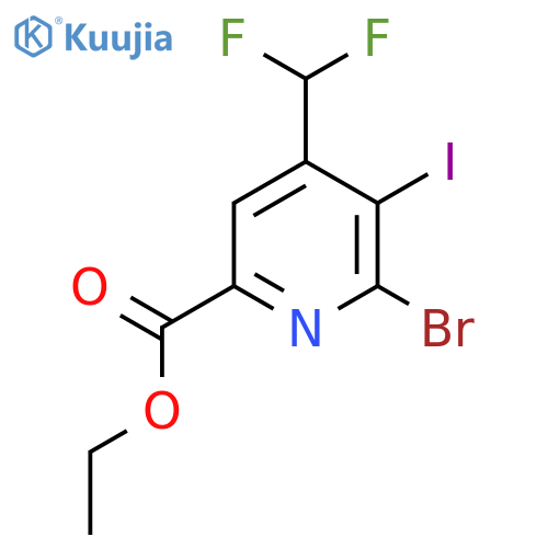 Ethyl 2-bromo-4-(difluoromethyl)-3-iodopyridine-6-carboxylate structure