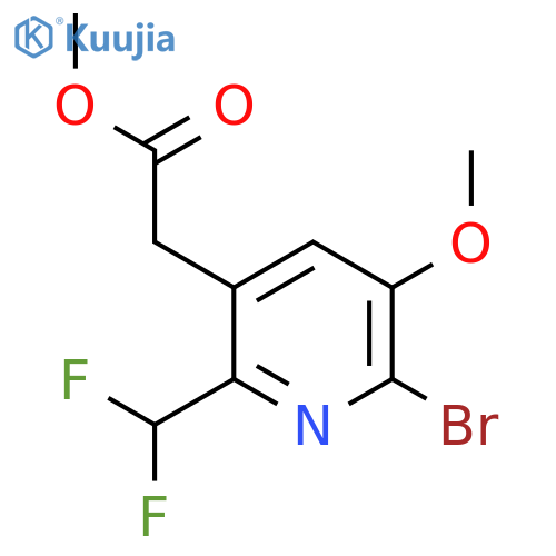 Methyl 2-bromo-6-(difluoromethyl)-3-methoxypyridine-5-acetate structure