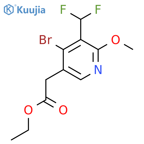 Ethyl 4-bromo-3-(difluoromethyl)-2-methoxypyridine-5-acetate structure
