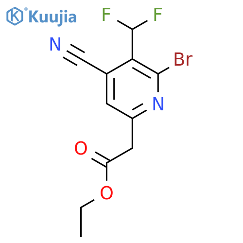 Ethyl 2-bromo-4-cyano-3-(difluoromethyl)pyridine-6-acetate structure