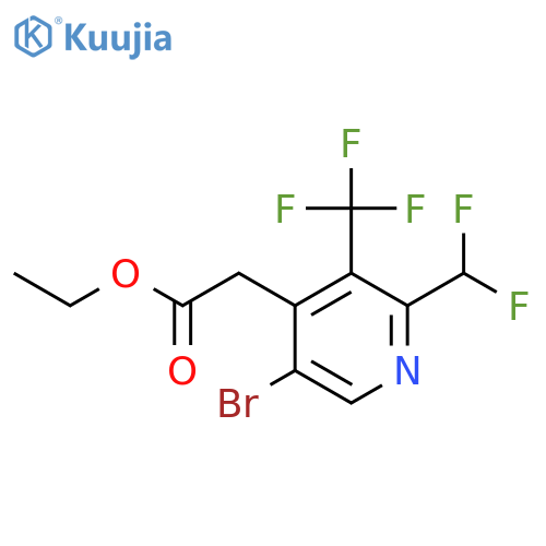 Ethyl 5-bromo-2-(difluoromethyl)-3-(trifluoromethyl)pyridine-4-acetate structure