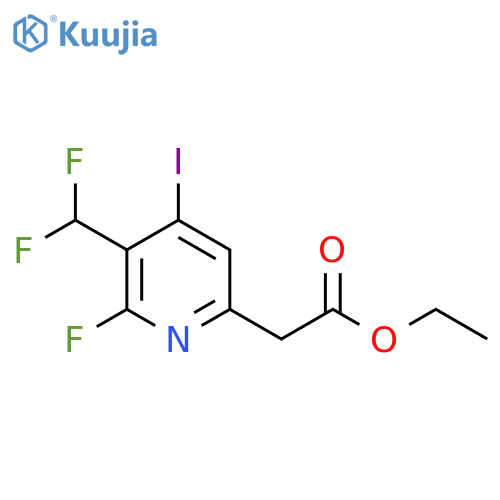 Ethyl 3-(difluoromethyl)-2-fluoro-4-iodopyridine-6-acetate structure
