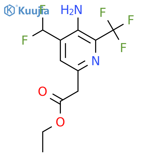 Ethyl 3-amino-4-(difluoromethyl)-2-(trifluoromethyl)pyridine-6-acetate structure