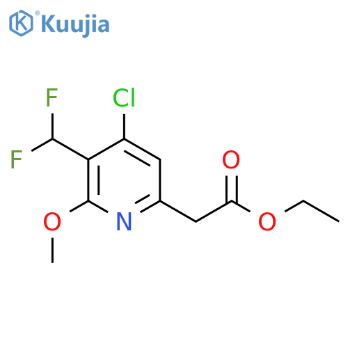 Ethyl 4-chloro-3-(difluoromethyl)-2-methoxypyridine-6-acetate structure
