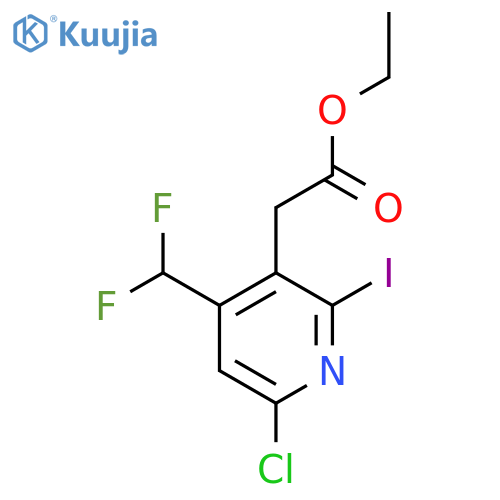 Ethyl 6-chloro-4-(difluoromethyl)-2-iodopyridine-3-acetate structure