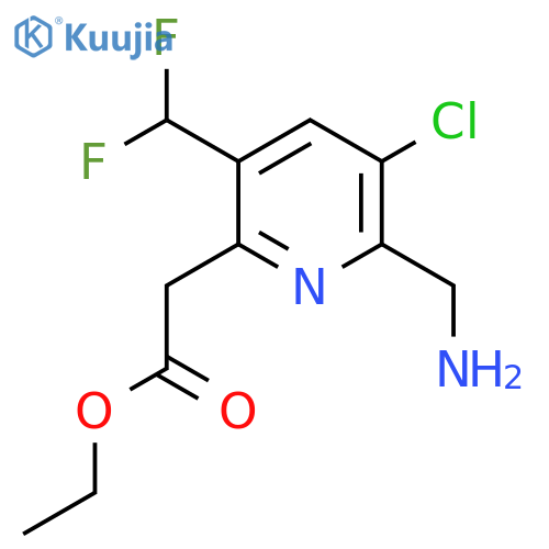 Ethyl 2-(aminomethyl)-3-chloro-5-(difluoromethyl)pyridine-6-acetate structure