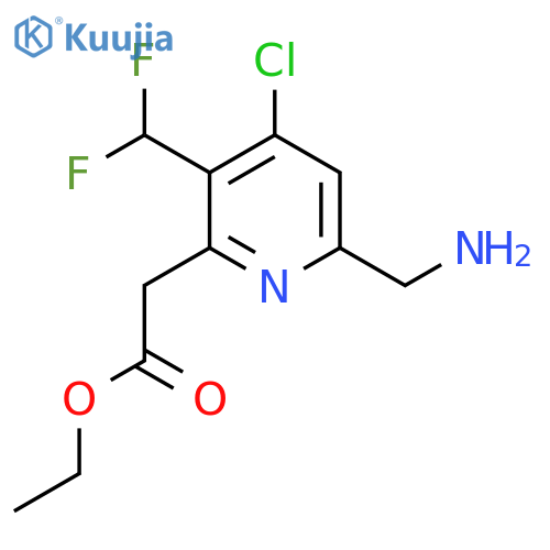 Ethyl 6-(aminomethyl)-4-chloro-3-(difluoromethyl)pyridine-2-acetate structure