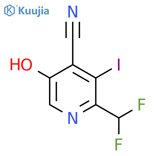 4-Cyano-2-(difluoromethyl)-5-hydroxy-3-iodopyridine structure