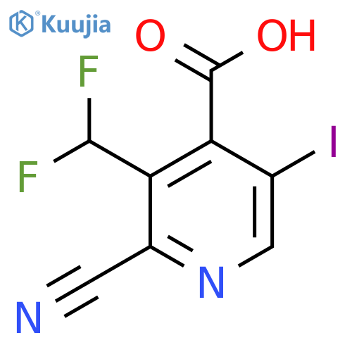 2-Cyano-3-(difluoromethyl)-5-iodopyridine-4-carboxylic acid structure