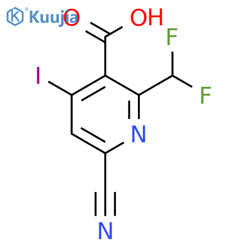 6-Cyano-2-(difluoromethyl)-4-iodopyridine-3-carboxylic acid structure